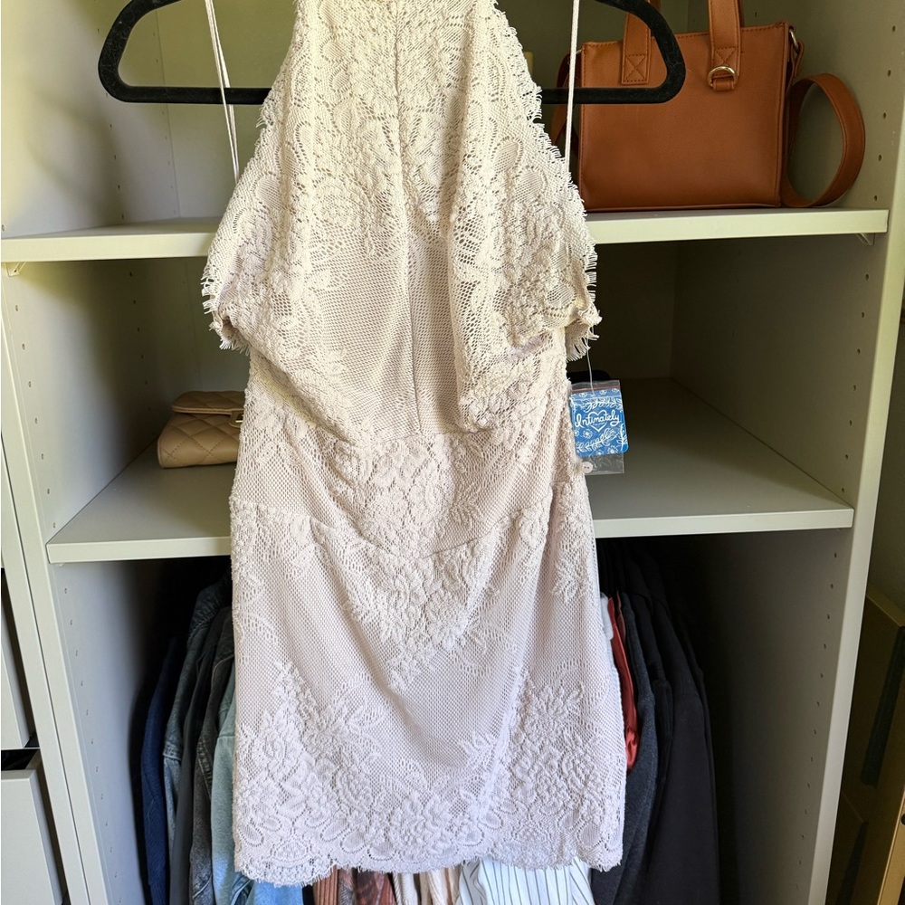 Free People Lace Dress in Soft Beige